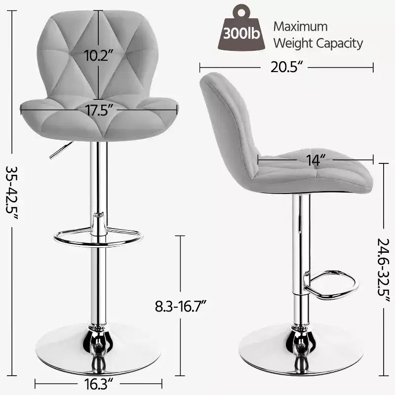 Yaheetech Lot de 2 tabourets de bar pivotants réglables modernes en cuir PU avec dossier