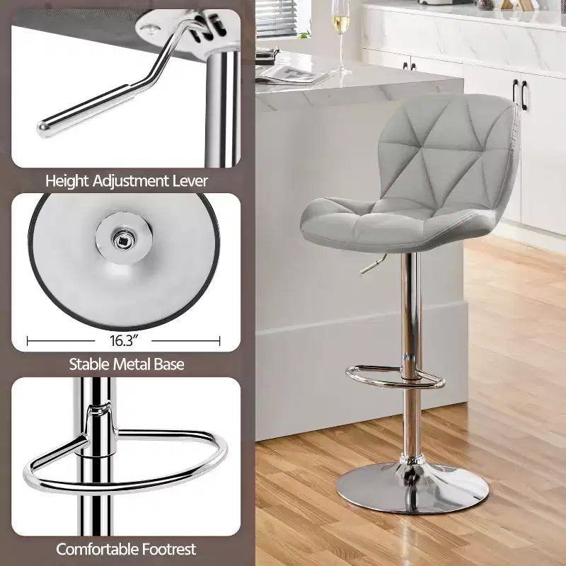 Yaheetech Lot de 2 tabourets de bar pivotants réglables modernes en cuir PU avec dossier