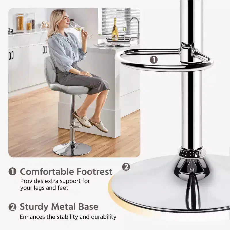 Yaheetech Lot de 2 tabourets de bar pivotants réglables modernes en cuir PU avec dossier