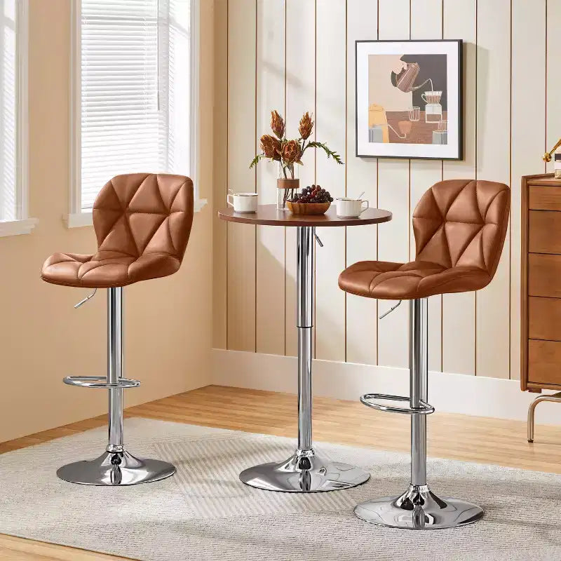 Yaheetech Lot de 2 tabourets de bar pivotants réglables modernes en cuir PU avec dossier