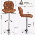 Yaheetech Lot de 2 tabourets de bar pivotants réglables modernes en cuir PU avec dossier