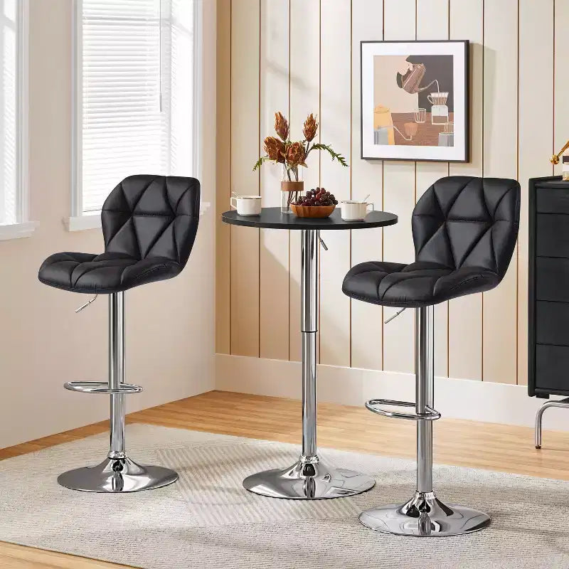 Yaheetech Lot de 2 tabourets de bar pivotants réglables modernes en cuir PU avec dossier