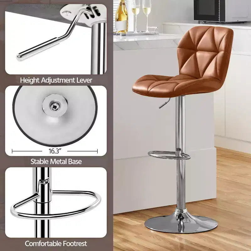 Yaheetech Lot de 2 tabourets de bar pivotants réglables modernes en cuir PU avec dossier