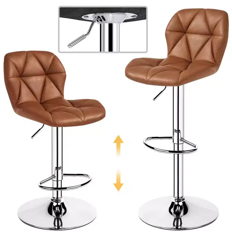 Yaheetech Lot de 2 tabourets de bar pivotants réglables modernes en cuir PU avec dossier