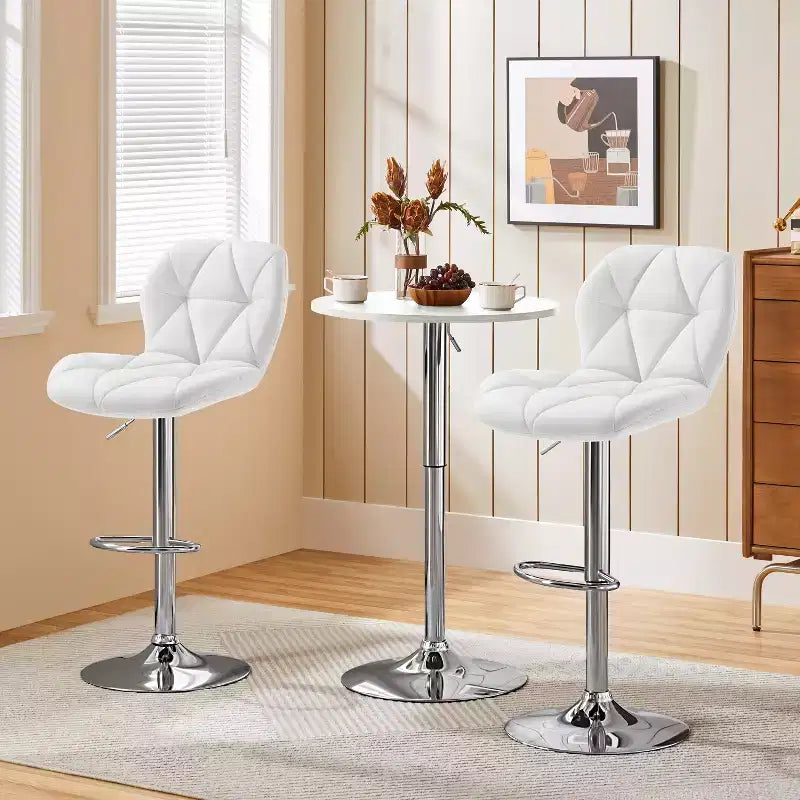 Yaheetech Lot de 2 tabourets de bar pivotants réglables modernes en cuir PU avec dossier