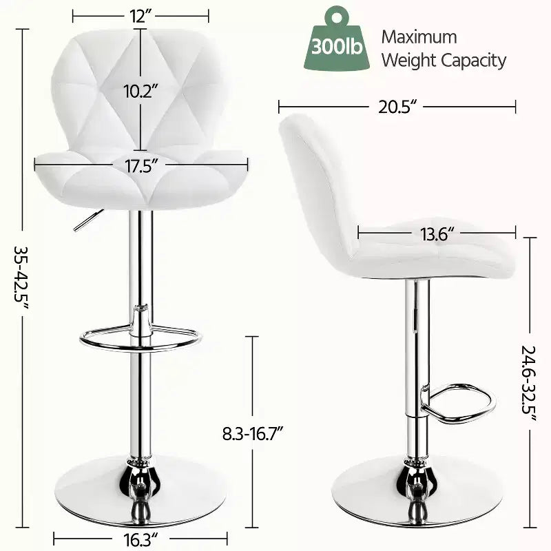 Yaheetech Lot de 2 tabourets de bar pivotants réglables modernes en cuir PU avec dossier