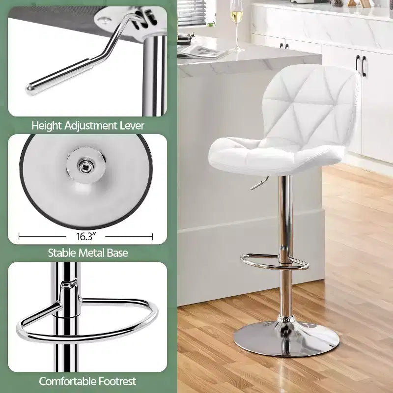 Yaheetech Lot de 2 tabourets de bar pivotants réglables modernes en cuir PU avec dossier