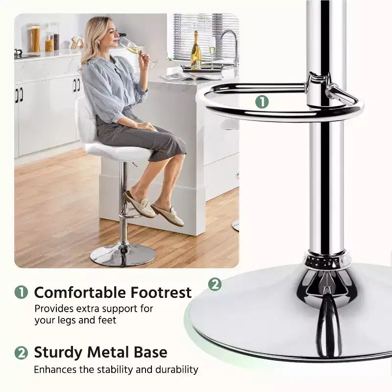 Yaheetech Lot de 2 tabourets de bar pivotants réglables modernes en cuir PU avec dossier