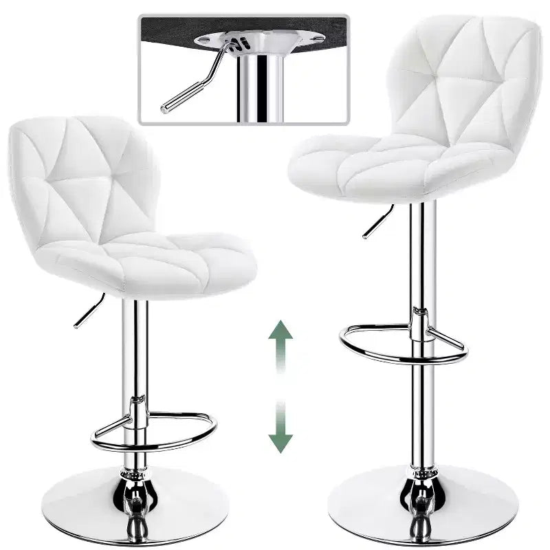 Yaheetech Lot de 2 tabourets de bar pivotants réglables modernes en cuir PU avec dossier