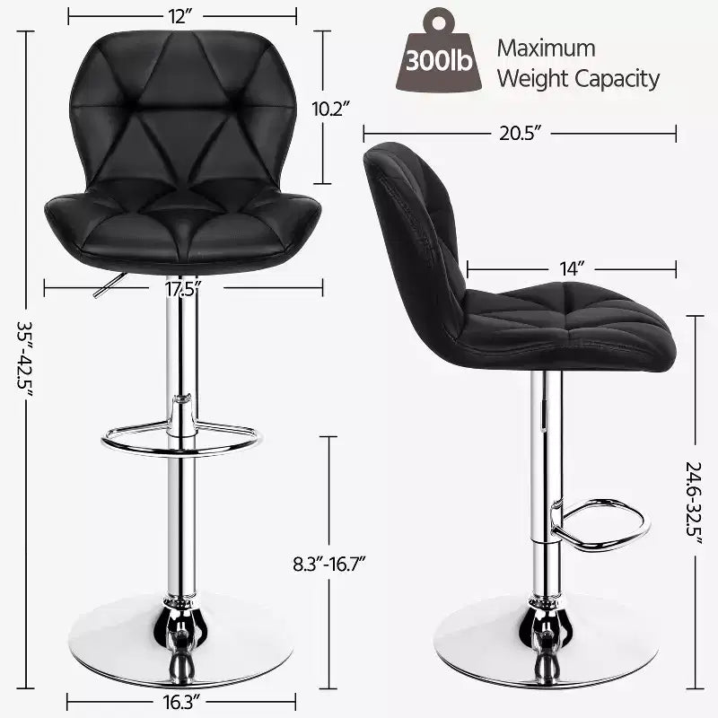Yaheetech Lot de 2 tabourets de bar pivotants réglables modernes en cuir PU avec dossier