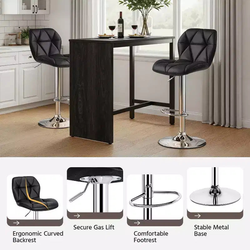 Yaheetech Lot de 2 tabourets de bar pivotants réglables modernes en cuir PU avec dossier