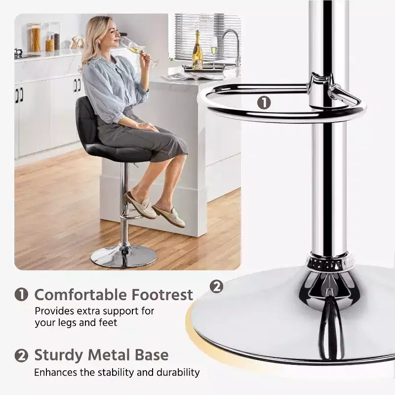 Yaheetech Lot de 2 tabourets de bar pivotants réglables modernes en cuir PU avec dossier