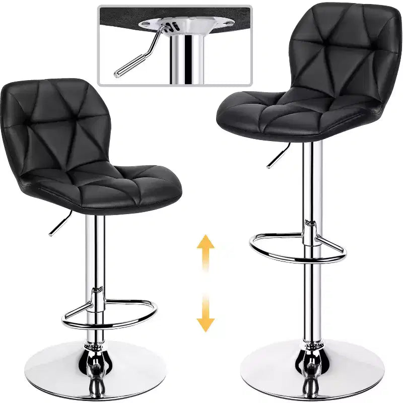 Yaheetech Lot de 2 tabourets de bar pivotants réglables modernes en cuir PU avec dossier