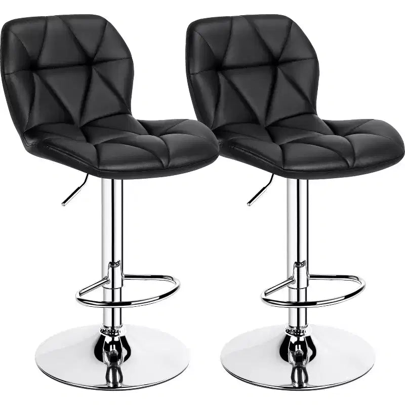 Yaheetech 2pcs Adjustable Modern PU Leather Swivel Bar Stools with Backrest