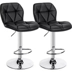 Yaheetech 2pcs Adjustable Modern PU Leather Swivel Bar Stools with Backrest