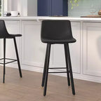 Flash Furniture Caleb Tabourets de bar modernes sans accoudoirs de 76,2 cm de hauteur commerciale avec repose-pieds et cadres en fer mat, lot de 2