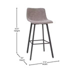 Flash Furniture Caleb Tabourets de bar modernes sans accoudoirs de 76,2 cm de hauteur commerciale avec repose-pieds et cadres en fer mat, lot de 2