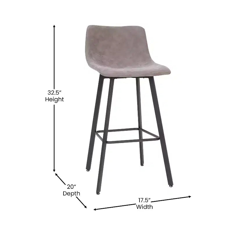 Flash Furniture Caleb Tabourets de bar modernes sans accoudoirs de 76,2 cm de hauteur commerciale avec repose-pieds et cadres en fer mat, lot de 2