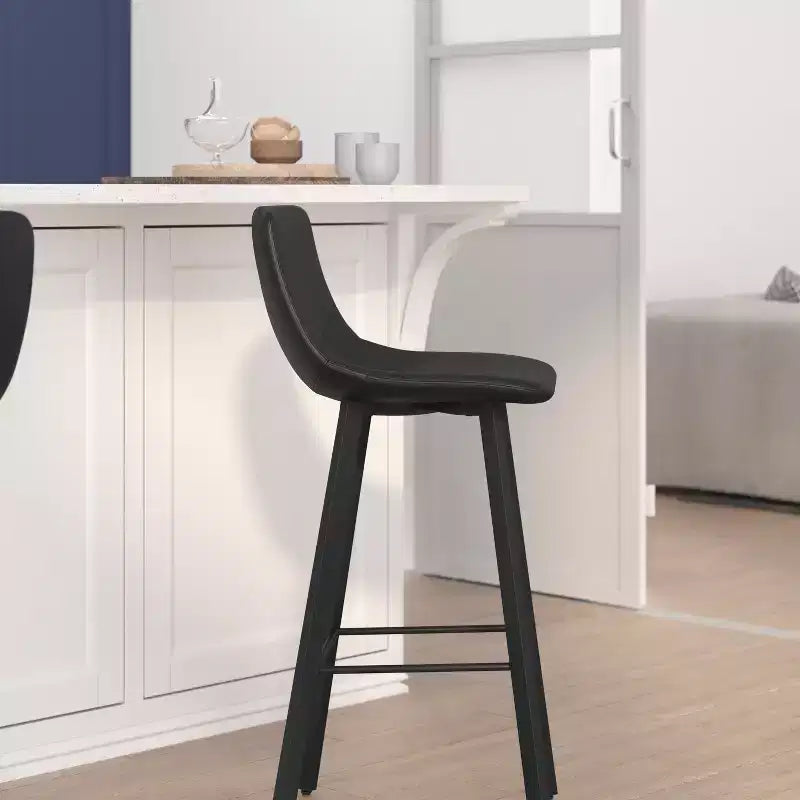 Flash Furniture Caleb Tabourets de bar modernes sans accoudoirs de 76,2 cm de hauteur commerciale avec repose-pieds et cadres en fer mat, lot de 2