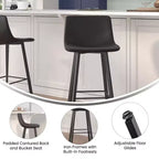 Flash Furniture Caleb Tabourets de bar modernes sans accoudoirs de 76,2 cm de hauteur commerciale avec repose-pieds et cadres en fer mat, lot de 2