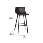 Flash Furniture Caleb Tabourets de bar modernes sans accoudoirs de 76,2 cm de hauteur commerciale avec repose-pieds et cadres en fer mat, lot de 2