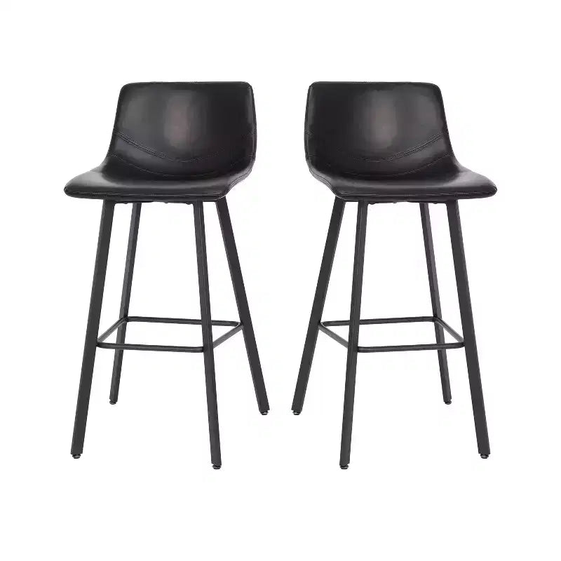 Flash Furniture Caleb Modern Armless 30 Inch Bar Height Commercial Grade Barstools with Footrests and Matte Iron Frames, Set of 2