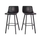 Flash Furniture Caleb Modern Armless 30 Inch Bar Height Commercial Grade Barstools with Footrests and Matte Iron Frames, Set of 2