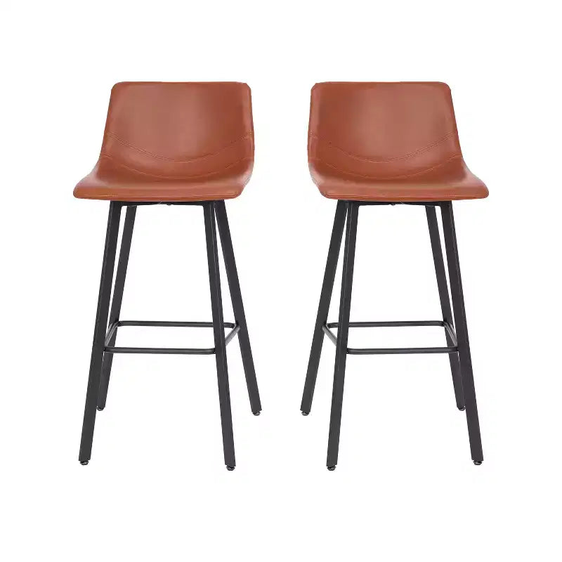 Flash Furniture Caleb Tabourets de bar modernes sans accoudoirs de 76,2 cm de hauteur commerciale avec repose-pieds et cadres en fer mat, lot de 2