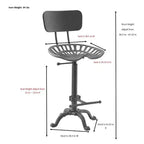 Tabouret de bar réglable avec dossier Carolina Living Austin, hauteur comptoir, assise tracteur