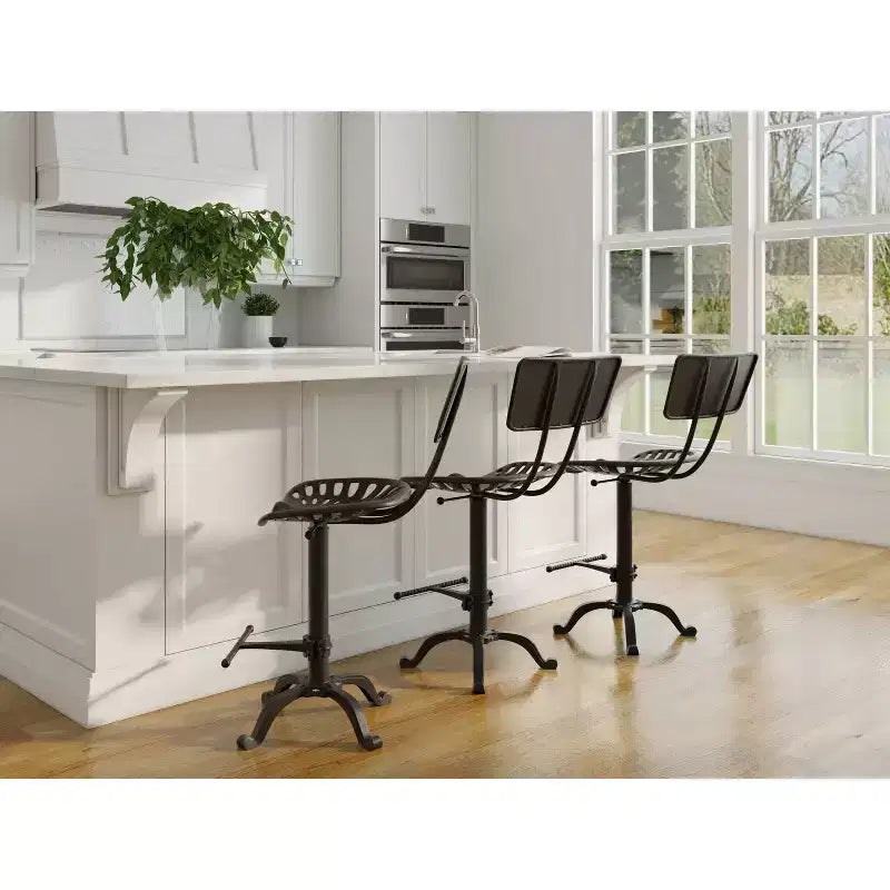 Tabouret de bar réglable avec dossier Carolina Living Austin, hauteur comptoir, assise tracteur