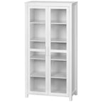 HOMCOM Meuble de cuisine autoportant, buffet de rangement à 5 niveaux avec étagères réglables et 2 portes vitrées, blanc