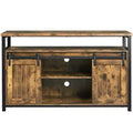Yaheetech TV Cabinet for 65-inch TVs, Industrial TV Stand with Sliding Barn DoorsRustic Brown