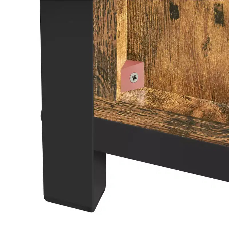 Meuble TV Yaheetech pour téléviseurs 65 pouces, meuble TV industriel avec portes coulissantes façon grange, marron rustique