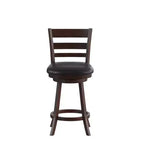Tabouret de comptoir pivotant classique Merrick Lane 24" en bois à dossier échelle, avec assise rembourrée et repose-pieds intégré