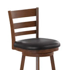 Tabouret de comptoir pivotant classique Merrick Lane 24" en bois à dossier échelle, avec assise rembourrée et repose-pieds intégré