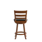 Tabouret de comptoir pivotant classique Merrick Lane 24" en bois à dossier échelle, avec assise rembourrée et repose-pieds intégré