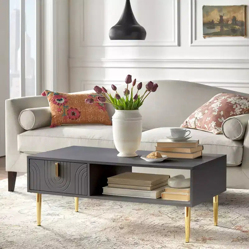 Table basse contemporaine Tabaria avec tiroir - Lifestorey