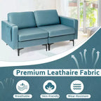 Costway Causeuse Moderne en Tissu Simili Cuir 2 Places avec Pochette de Rangement Latérale