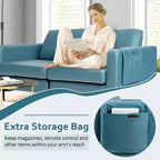 Costway Causeuse Moderne en Tissu Simili Cuir 2 Places avec Pochette de Rangement Latérale
