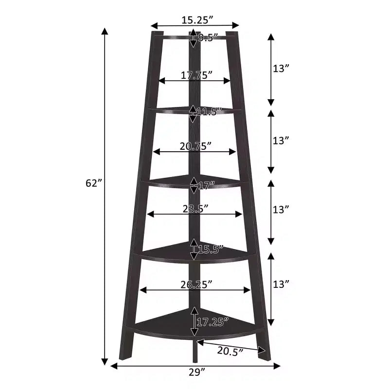 Étagère d'angle large 5 niveaux 62 Newport - Breighton Home
