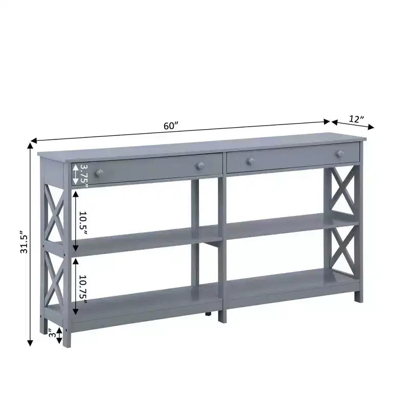 Console 2 tiroirs avec étagères 60 Oxford - Breighton Home
