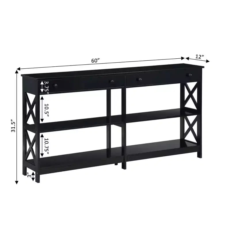 Console 2 tiroirs avec étagères 60 Oxford - Breighton Home
