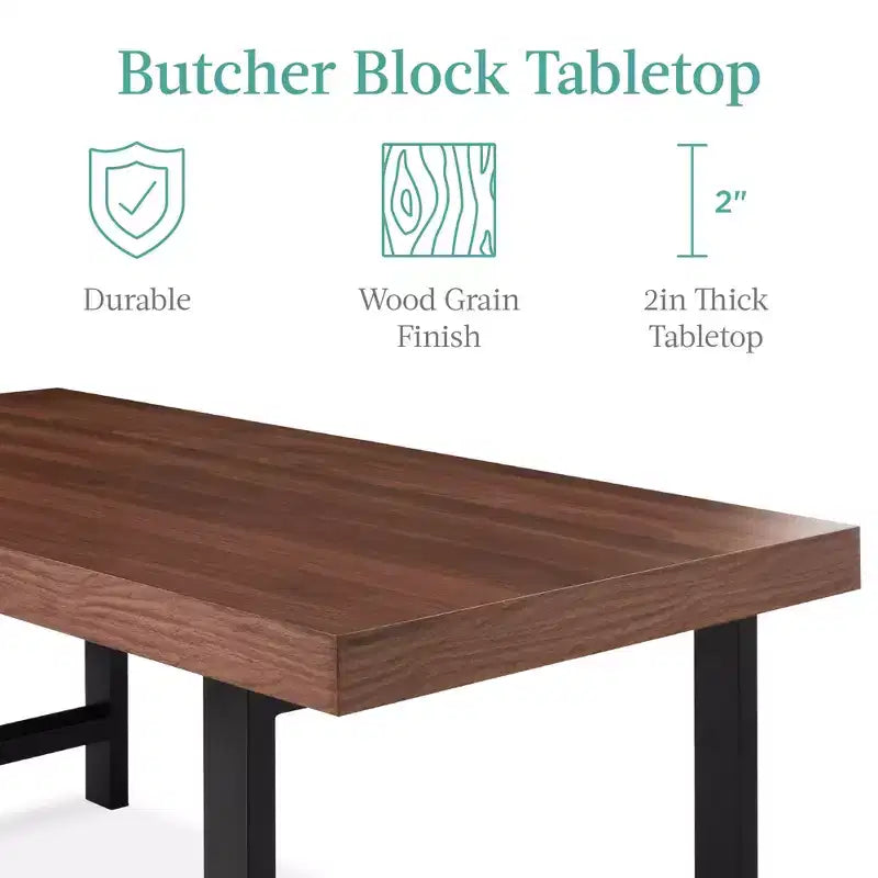 Best Choice Products Table basse moderne de 44 po avec plateau de boucher, table d'appoint rectangulaire en bois avec pieds en métal