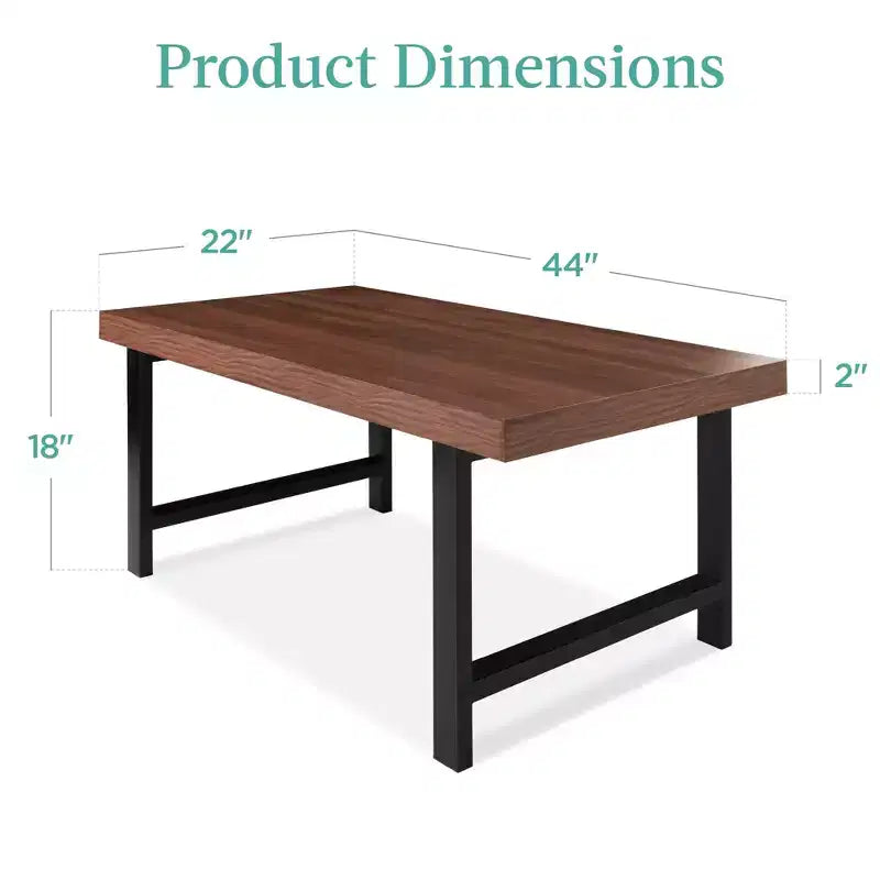 Best Choice Products Table basse moderne de 44 po avec plateau de boucher, table d'appoint rectangulaire en bois avec pieds en métal