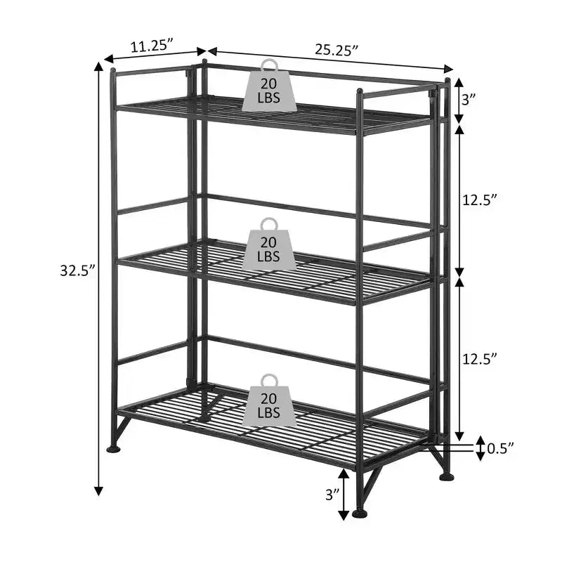 32,5 Breighton Home FlexiSpace Étagère métallique pliable large à 3 niveaux