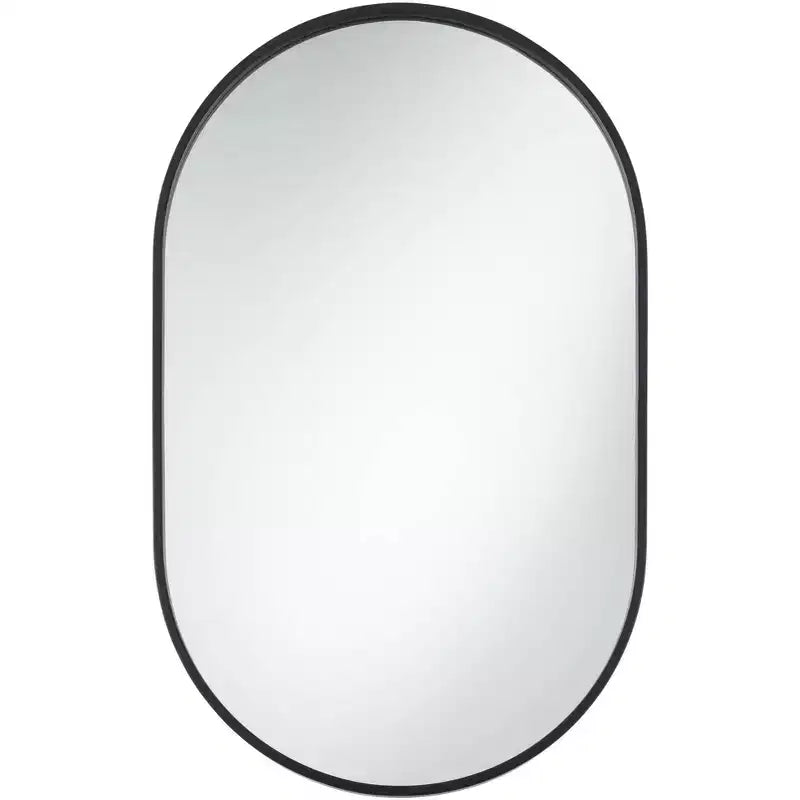 Uttermost Rapido Oval Vanity Decorative Wall Mirror Modern Matte Black Iron Frame 24 Wide for Bathroom Bedroom Living Room Home Office House Entryway