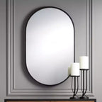 Miroir Mural Décoratif Ovale Rapido Uttermost Cadre en Fer Noir Mat Moderne 24 Pouces de Large pour Salle de Bain Chambre Salon Bureau Entrée de Maison