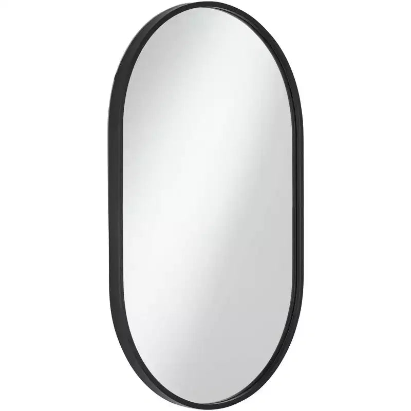 Miroir Mural Décoratif Ovale Rapido Uttermost Cadre en Fer Noir Mat Moderne 24 Pouces de Large pour Salle de Bain Chambre Salon Bureau Entrée de Maison