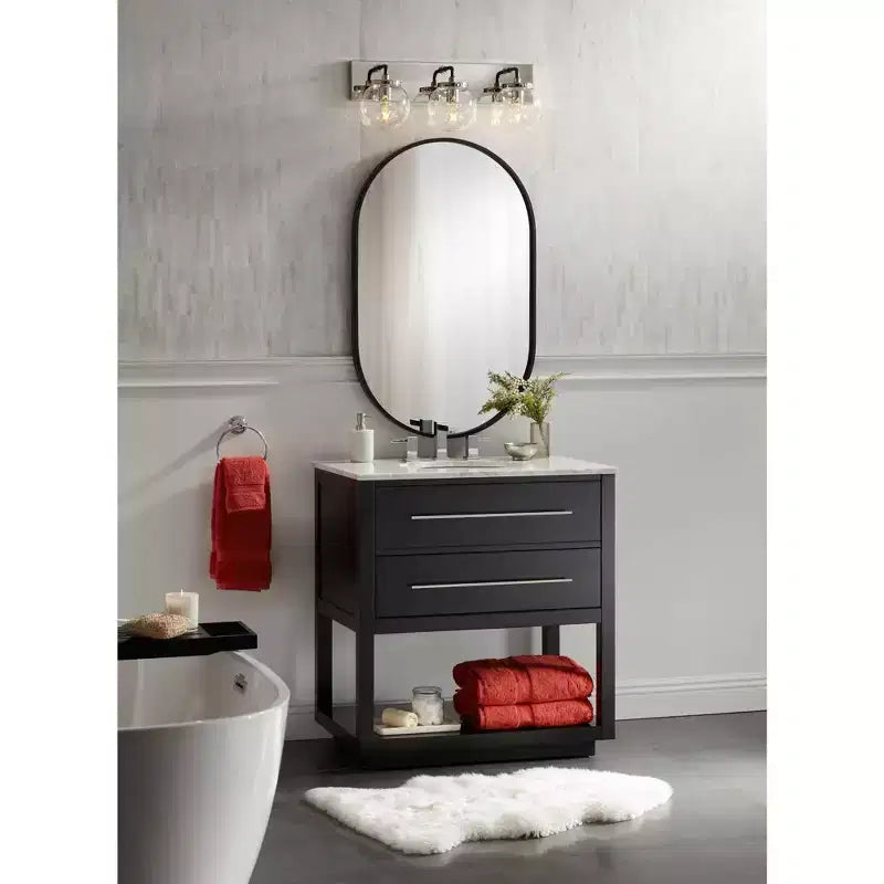Miroir Mural Décoratif Ovale Rapido Uttermost Cadre en Fer Noir Mat Moderne 24 Pouces de Large pour Salle de Bain Chambre Salon Bureau Entrée de Maison