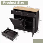 Meuble de cuisine Costway en bois avec poubelle basculante, tiroir et étagère de rangement Noir/Blanc/Café/Gris